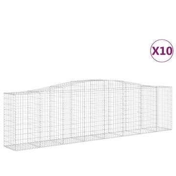 Arched Gabion Baskets 10 pcs | Galvanised Iron Garden Barriers