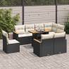  9 Piece Garden Sofa Set with Cushions Black Poly Rattan Acacia Colour black and cream Model with storage Number of 1 