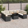  10 Piece Garden Sofa Set with Cushions Black Poly Rattan Acacia Colour black and cream Model with storage Number of 1 