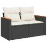 10 Piece Garden Sofa Set - Black Poly Rattan with Cushions