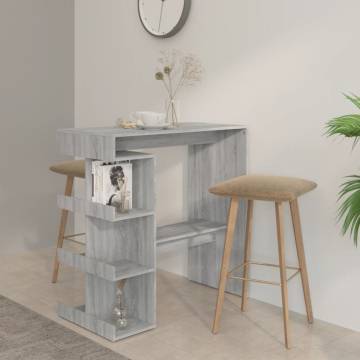 Bar Table with Storage Rack Grey Sonoma - Stylish & Compact