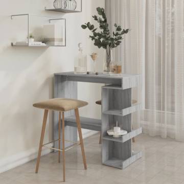 Bar Table with Storage Rack Grey Sonoma - Stylish & Compact