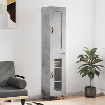 Stylish Highboard Concrete Grey - 34.5x34x180 cm | Hipomarket