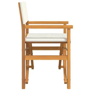 Folding Directors Chair Cream Solid Wood Teak | Hipo Market