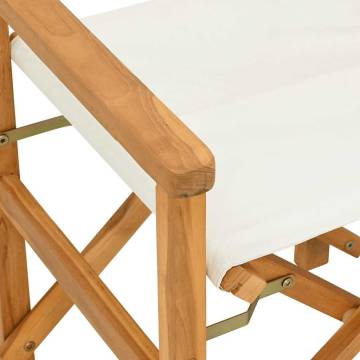 Folding Directors Chair Cream Solid Wood Teak | Hipo Market