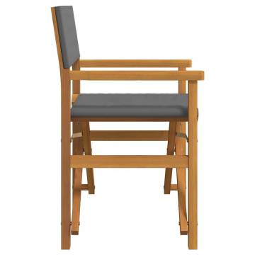 Folding Directors Chairs 2 pcs Grey Solid Wood Teak