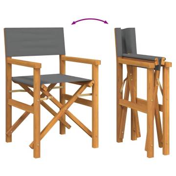 Folding Directors Chairs 2 pcs Grey Solid Wood Teak