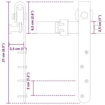 Sliding Cabinet Door Kit 183 cm - Durable Carbon Steel