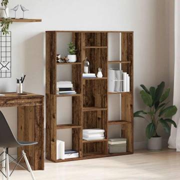 Room Divider & Book Cabinet - Old Wood - 100x24x140 cm