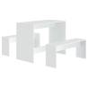 3 Piece Dining Set - White Engineered Wood for Modern Homes