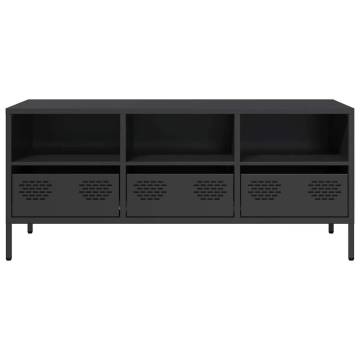 Industrial Black TV Cabinet - Durable Cold-Rolled Steel