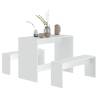 3 Piece Dining Set - White Engineered Wood for Modern Homes