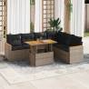  7 Piece Garden Sofa Set with Cushions Grey Poly Rattan Acacia Colour grey Model with storage Number of 1 