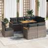  9 Piece Garden Sofa Set with Cushions Grey Poly Rattan Acacia Colour grey Model with storage Number of 1 