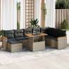  9 Piece Garden Sofa Set with Cushions Grey Poly Rattan Acacia Colour grey Model with storage Number of 1 