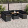  10 Piece Garden Sofa Set with Cushions Black Poly Rattan Acacia Colour black Model with storage Number of 1 