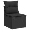 10 Piece Garden Sofa Set with Cushions - Black Poly Rattan