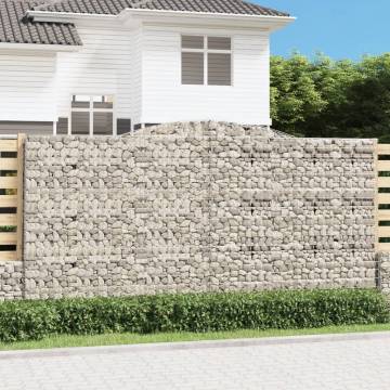 Arched Gabion Baskets 2 pcs - Galvanised Iron Garden Barriers