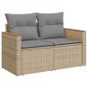 11 Piece Garden Sofa Set with Cushions - Beige Poly Rattan