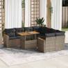  9 Piece Garden Sofa Set with Cushions Grey Poly Rattan Acacia Colour grey Model with storage Number of 1 