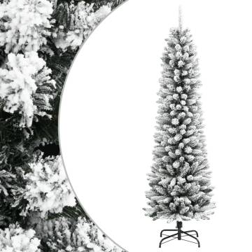 Artificial Slim Christmas Tree 240 cm with Flocked Snow