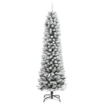 Artificial Slim Christmas Tree 240 cm with Flocked Snow