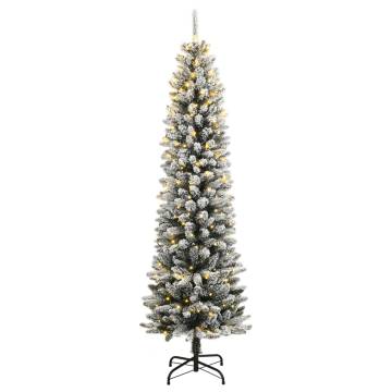 240 cm Flocked Snow Artificial Christmas Tree with 300 LEDs