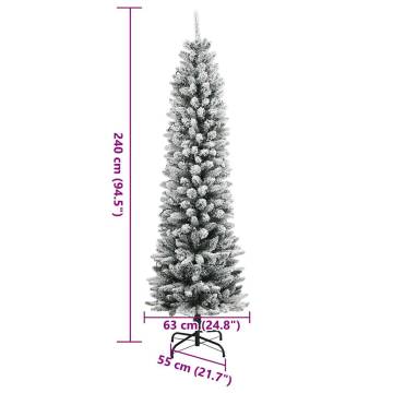 240 cm Flocked Snow Artificial Christmas Tree with 300 LEDs