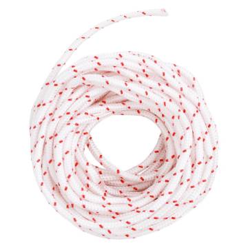 Durable 10m Pull Starter Cord - White & Red Ø5mm Nylon