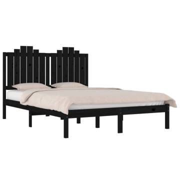 Black Solid Wood Pine Bed Frame 200x200 cm - Stylish & Durable