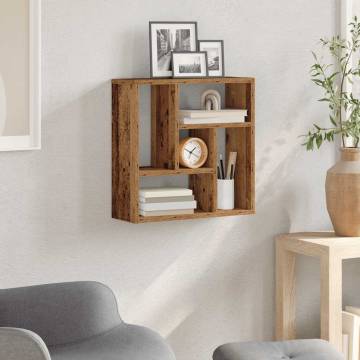 Stylish Wall Shelf in Old Wood - 45x16x45 cm | HipoMarket UK