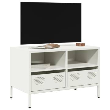 Sturdy White TV Cabinet - Industrial Cold-Rolled Steel | HipoMarket