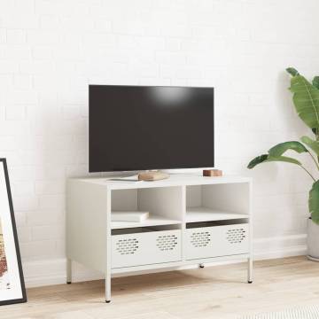 Sturdy White TV Cabinet - Industrial Cold-Rolled Steel | HipoMarket