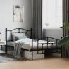 Metal Bed Frame with Headboard and Footboard Black 100x200 cm Colour black Size 100 x 200 cm Model with headboard & footboard 