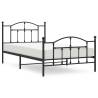 Sturdy Black Metal Bed Frame with Headboard - 100x200 cm