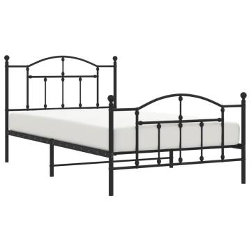 Sturdy Black Metal Bed Frame with Headboard - 100x200 cm