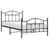 Sturdy Black Metal Bed Frame with Headboard - 100x200 cm