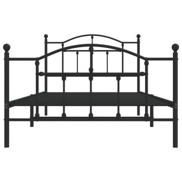 Sturdy Black Metal Bed Frame with Headboard - 100x200 cm