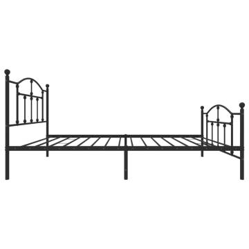 Sturdy Black Metal Bed Frame with Headboard - 100x200 cm