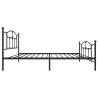 Sturdy Black Metal Bed Frame with Headboard - 100x200 cm