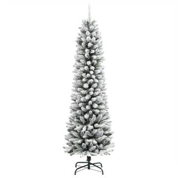 Elegant 180 cm Artificial Slim Christmas Tree with Flocked Snow