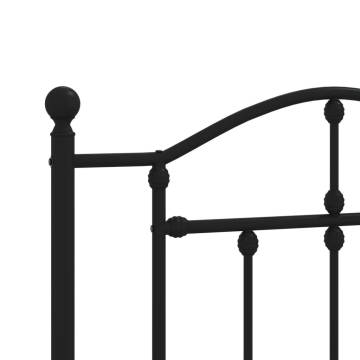 Sturdy Black Metal Bed Frame with Headboard - 100x200 cm