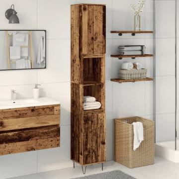 Bathroom Cabinet Old Wood 30x30x190 cm | Stylish Storage Solution