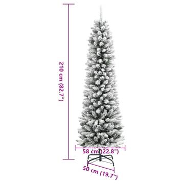 Flocked Slim Christmas Tree 210 cm | Hipomarket