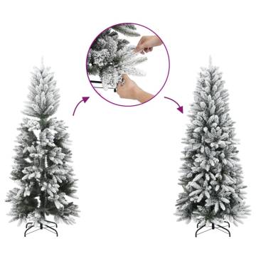 Flocked Snow Artificial Christmas Tree with 300 LEDs - 210 cm