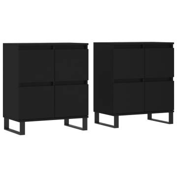 Stylish Black Engineered Wood Sideboards - Set of 2