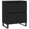 Stylish Black Engineered Wood Sideboards - Set of 2