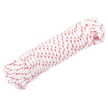 Durable 10m Pull Starter Cord - White & Red Ø4mm Nylon