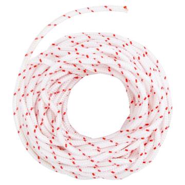 Durable 10m Pull Starter Cord - White & Red Ø4mm Nylon