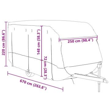 Caravan Cover Grey 670x250x220 cm - All-Weather Protection